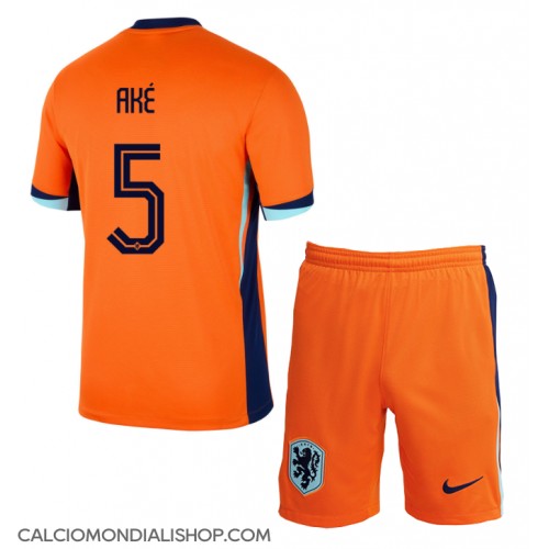 Maglie da calcio Olanda Nathan Ake #5 Prima Maglia Bambino Europei 2024 Manica Corta (+ Pantaloni corti)